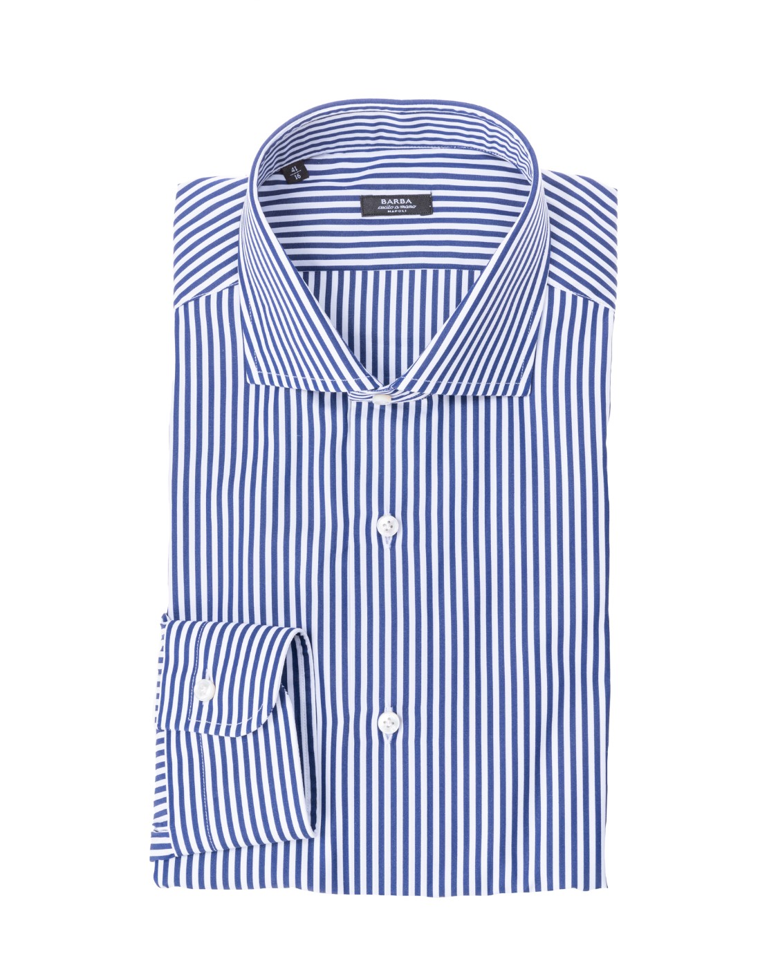 shop BARBA  Camicia: Barba camicia in cotone a righe blu e bianche.
Bottoni in madre perla.
Slim fit.
Colletto alla francese.
Composizione: 100% cotone.
Fabbricato in Italia.. I1 30106-5 BLU number 6752836